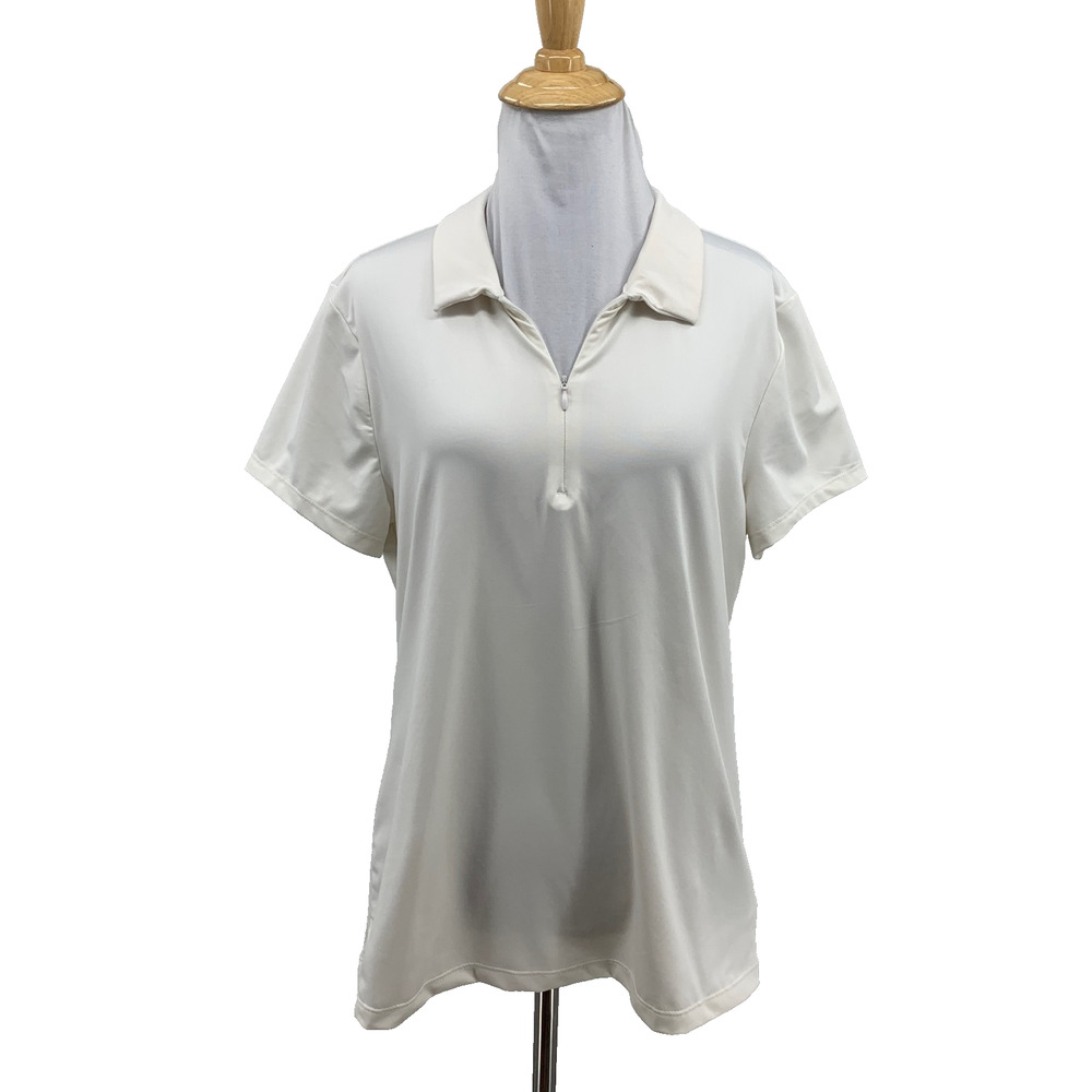 Tommy Bahama Polo Shirt Womens L Large White Golf 1/4 Zip Quick Dry Performance